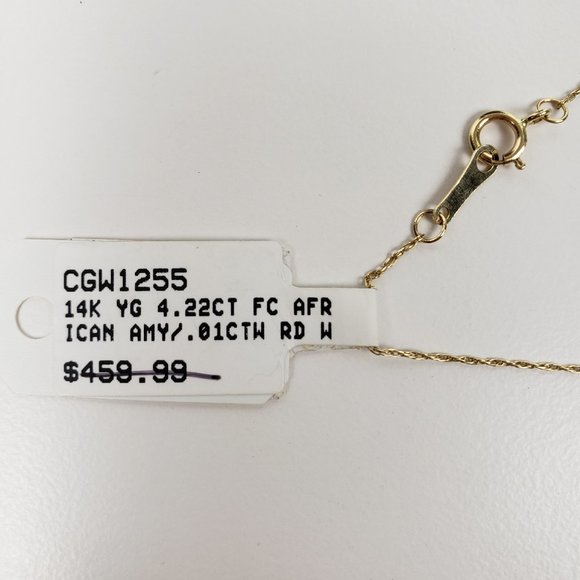 Purple 4.22 Carat Amethyst and Diamond Necklace 18" Yellow 14K Gold Chain - Picture 11 of 12